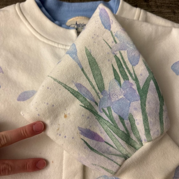 Vintage Artisan’s Designs Bunny Rabbit AOP Grandma Cardigan Sweatshirt Floral - Picture 5 of 6